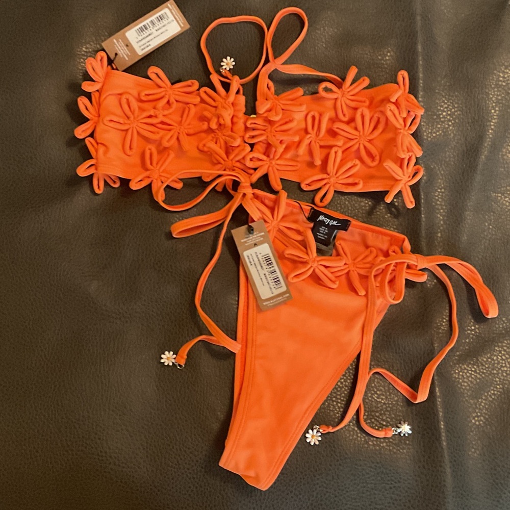 Nasty Gal Orange Floral Bikini